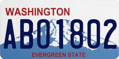 WA license plate ABO1802