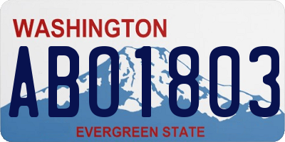 WA license plate ABO1803