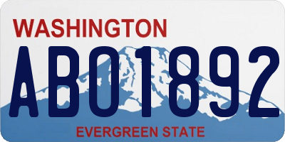 WA license plate ABO1892