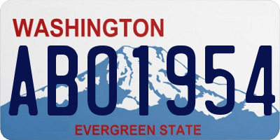 WA license plate ABO1954