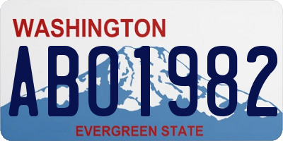 WA license plate ABO1982