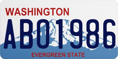 WA license plate ABO1986