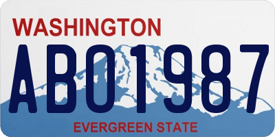 WA license plate ABO1987