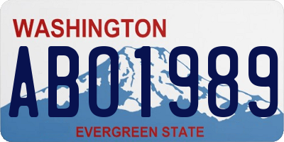 WA license plate ABO1989