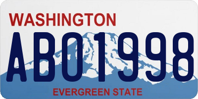 WA license plate ABO1998