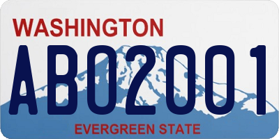 WA license plate ABO2001