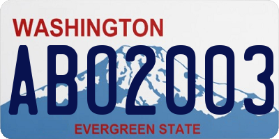 WA license plate ABO2003