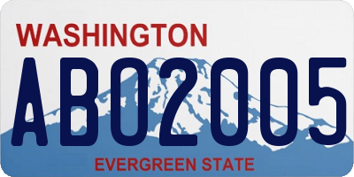 WA license plate ABO2005