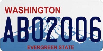 WA license plate ABO2006