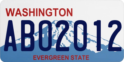 WA license plate ABO2012