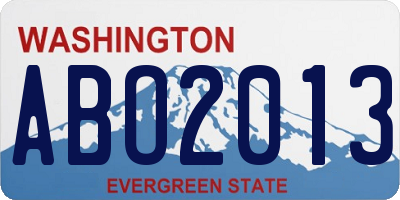 WA license plate ABO2013