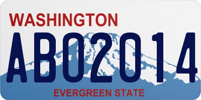 WA license plate ABO2014