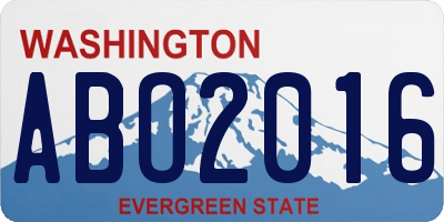 WA license plate ABO2016