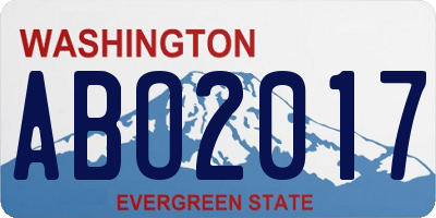 WA license plate ABO2017
