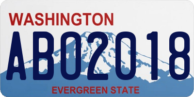 WA license plate ABO2018