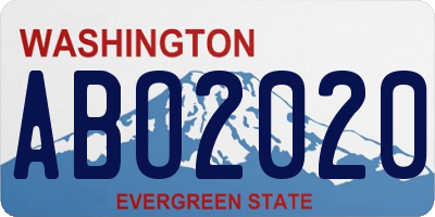 WA license plate ABO2020