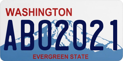 WA license plate ABO2021