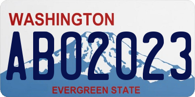 WA license plate ABO2023