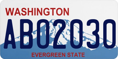 WA license plate ABO2030