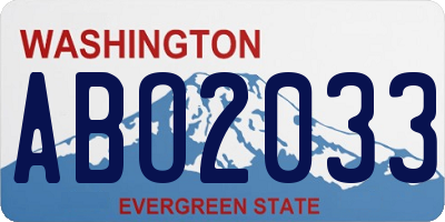 WA license plate ABO2033