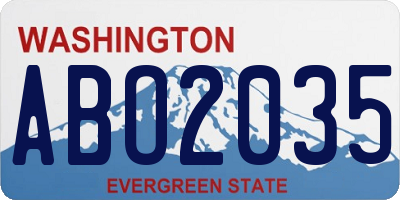 WA license plate ABO2035