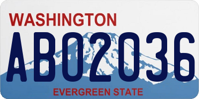 WA license plate ABO2036
