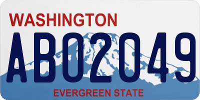 WA license plate ABO2049