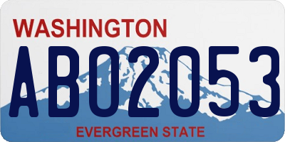 WA license plate ABO2053