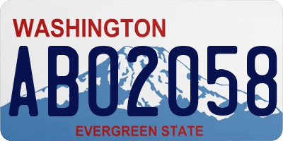 WA license plate ABO2058
