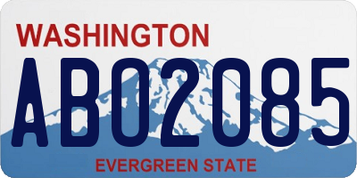 WA license plate ABO2085