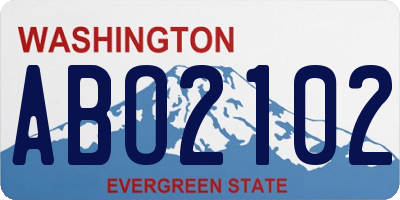 WA license plate ABO2102