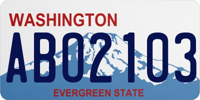 WA license plate ABO2103