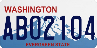 WA license plate ABO2104