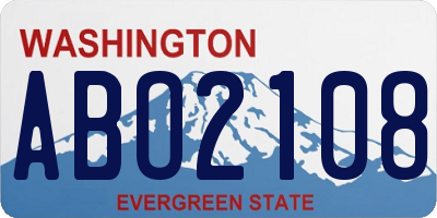 WA license plate ABO2108