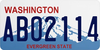 WA license plate ABO2114
