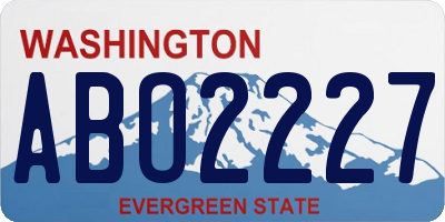 WA license plate ABO2227