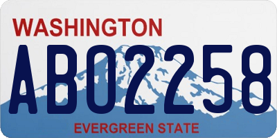 WA license plate ABO2258