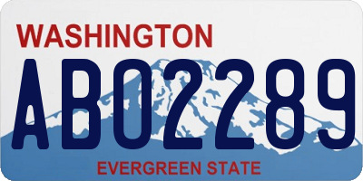 WA license plate ABO2289