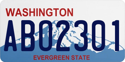WA license plate ABO2301
