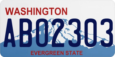 WA license plate ABO2303