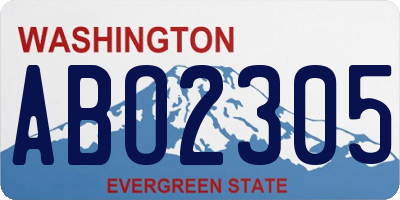 WA license plate ABO2305