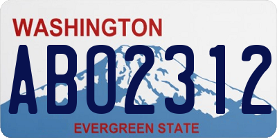 WA license plate ABO2312