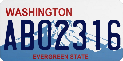 WA license plate ABO2316