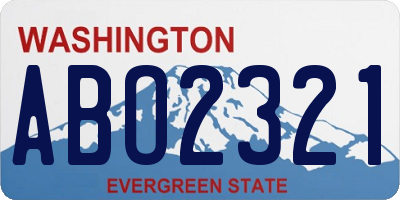 WA license plate ABO2321