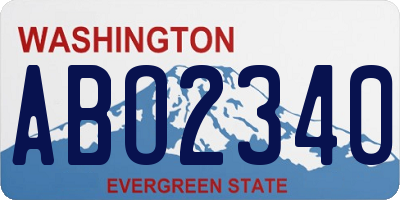 WA license plate ABO2340