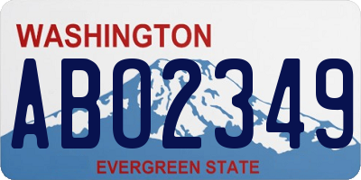 WA license plate ABO2349