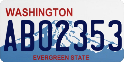 WA license plate ABO2353