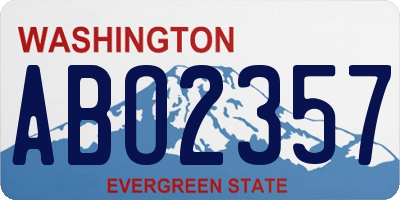WA license plate ABO2357