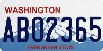 WA license plate ABO2365