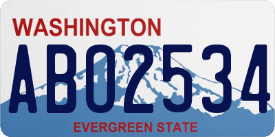 WA license plate ABO2534
